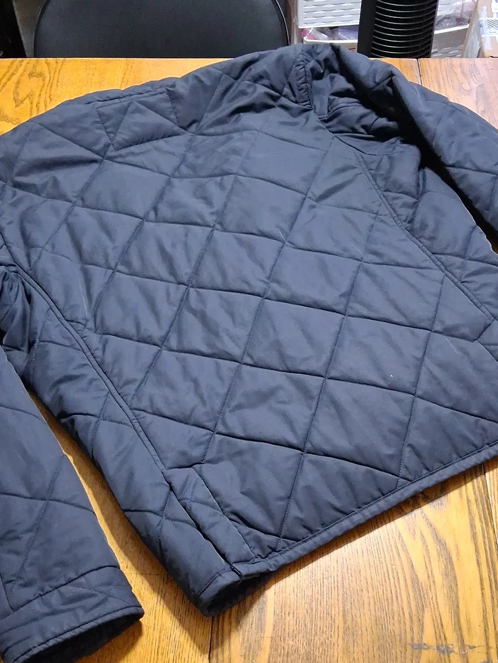 J.CREW Jacket Mens LARGE NAVY BLUE QUILTED ?? COAT Preowned Used Full Zip